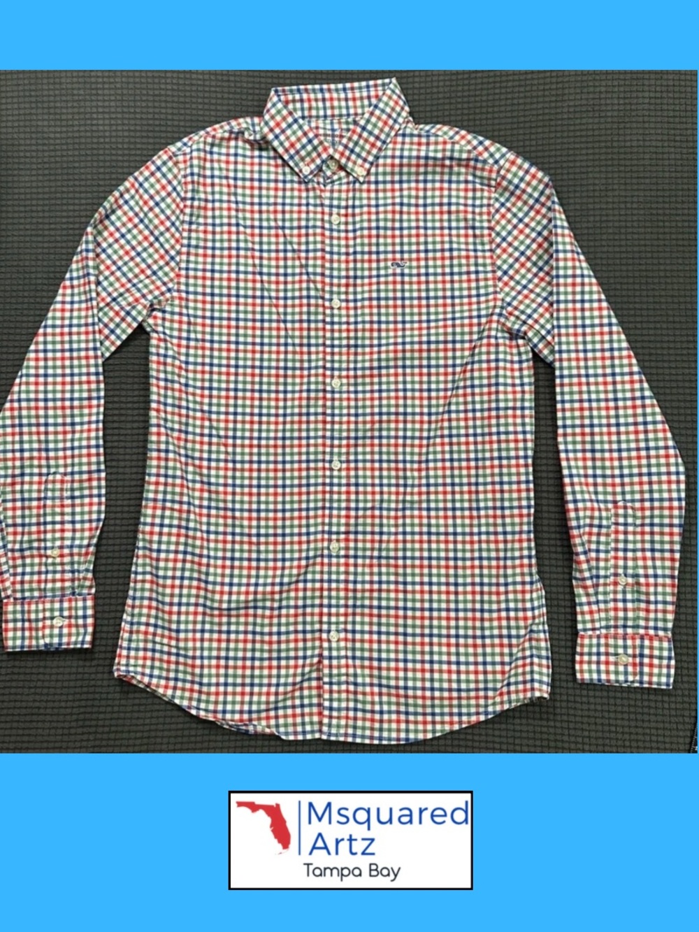 Vineyard Vines Youth Large 16 On The Go Performance Plaid Button Down Shirt